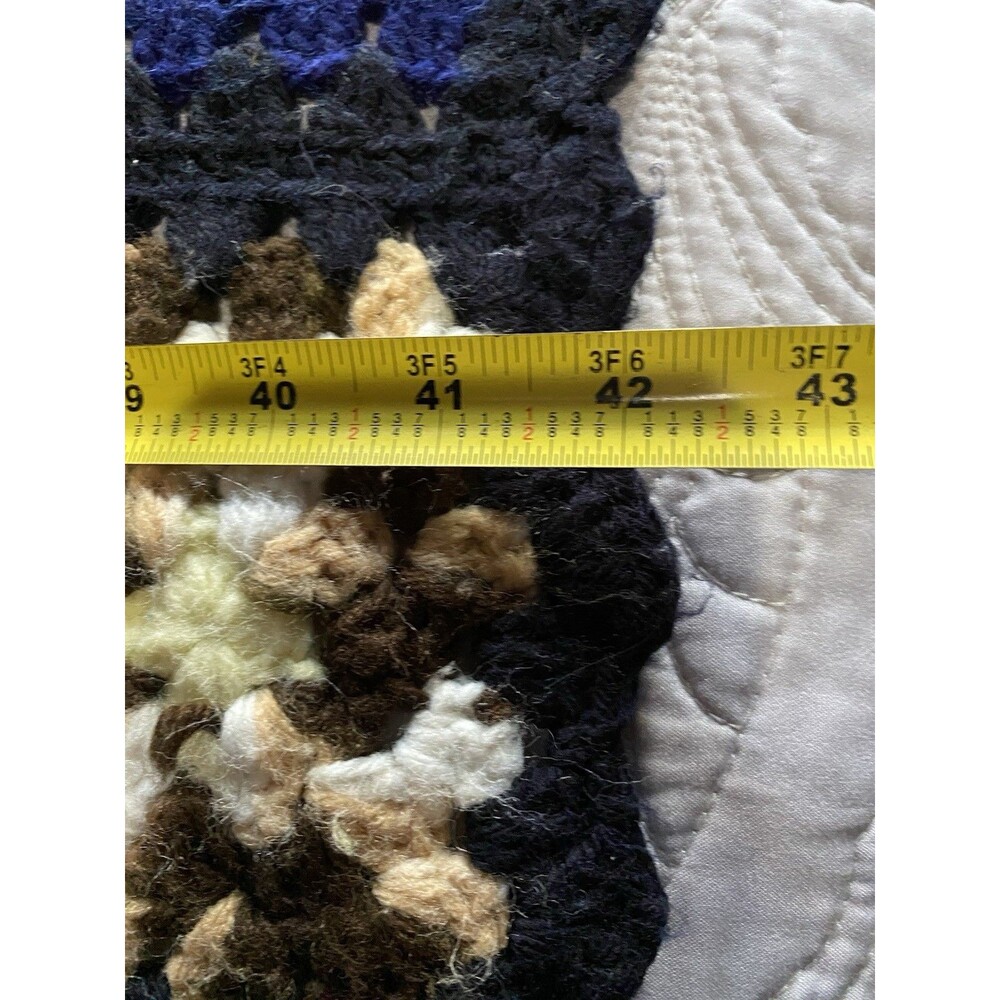 Granny Square Colorful Crochet Afghan Blanket Throw 42x55 Cottagecore Decor - Picture 3 of 4